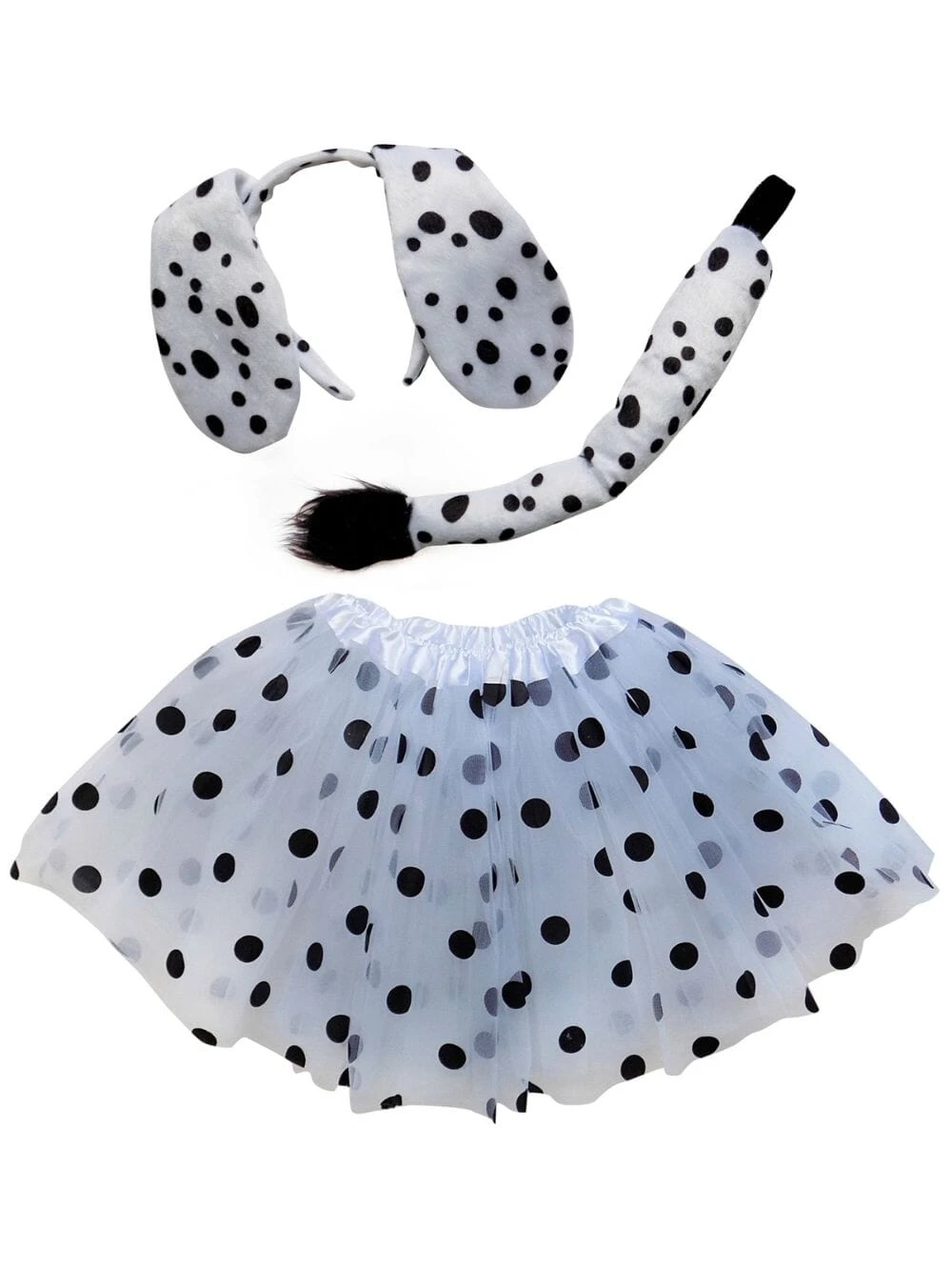 Girls Dalmatian Costume - Complete Kids Costume Set With Polka Dot Tutu, Tail, & Headband Ears 4 Girls Dalmatian Costume - Complete Kids Costume Set With Polka Dot Tutu, Tail, & Headband Ears - Image 2
