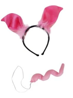 Pig Headband Ears & Tail, Kid Or Adult Size Costume Accessories