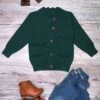 Emerald Green Ruffle Button Up Girls Cardigan Sweater -Sydney So Sweet EmeraldGreenCardigans
