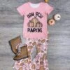 Farm Fresh Pumpkins Girls Short Sleeve Bell Bottoms Outfit