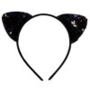 Flip Sequin Black Cat Girls Headband Ears, Kid Or Adult Size Costume Accessories -Sydney So Sweet Flip Sequin Cat Black