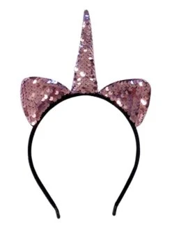 Flip Sequin Pink Unicorn Girls Headband Ears, Kid Or Adult Size Costume Accessories