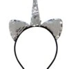 Flip Sequin Silver Unicorn Girls Headband Ears, Kid Or Adult Size Costume Accessories -Sydney So Sweet Flip Sequin Unicorn Silver