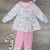 Flower Power Pink Girls Tunic & Ruffle Trim Pants Outfit -Sydney So Sweet Flower Power Pink Girls Tunic Ruffle Trim Pants Outfit