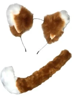 Orange Fox Ears Headband Set - Plush Headband Ears & Tail Costume Accessories