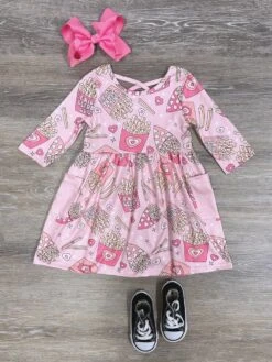 Fries Before Guys Pink Hearts Girls Skater Dress