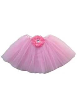 Pink Gerbera Daisy Flower Girls Tutu Skirt - Kids Size Tulle Ballet Dance Costume Tutus