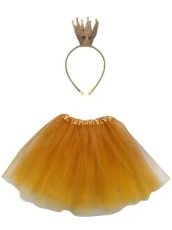 Gold Princess Costume Set For Adults & Plus Size – Tutu Skirt & Crown Headband, Royal Outfit For Halloween, Cosplay