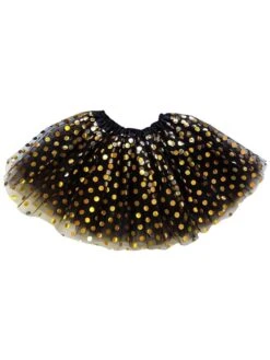 Polka Dot Costume Tutu Skirt - Toddler, Kid, Teen, Adult, Plus, & Extra Plus Size -Sydney So Sweet Gold Polka Black 2