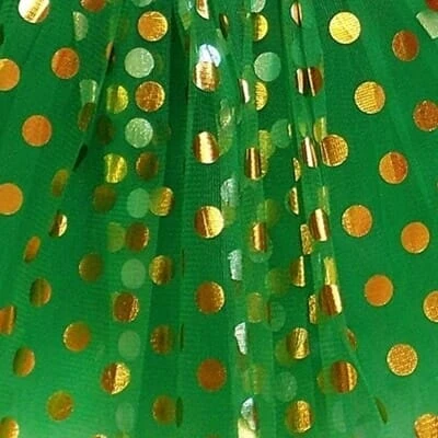 Green & Gold Polka Dot Tutu Skirt – Costume Tulle Skirt For Girls, Women & Plus Sizes 4 Green & Gold Polka Dot Tutu Skirt – Costume Tulle Skirt For Girls, Women & Plus Sizes - Image 2
