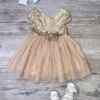 Golden Sequin Bow Tulle Fancy Or Special Occasion Girls Tutu Dress -Sydney So Sweet GoldenSequinBowTutuDresss