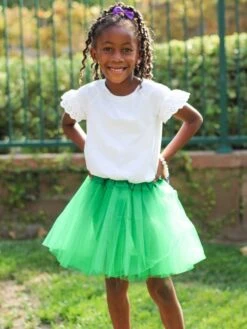 Solid Color Costume Tutu Skirt - Toddler, Little Girl, Kid Size For Dress Up -Sydney So Sweet Greenc 1