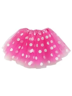 Hot Pink & White Polka Dot Tutu Skirt – 3 Layer Tulle Skirt For Kids & Adults – Costume, Dance, Dress-Up