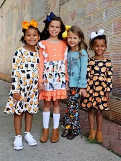 5 Pack Of 6" Grosgrain Fall Fun Seasonal Colors Girls Hair Bows -Sydney So Sweet HalloweenPictures 1