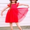 Red Heart Tulle Chiffon Special Occasion Girls Tutu Dress
