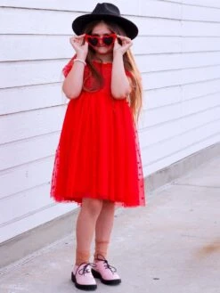 Red Heart Tulle Chiffon Special Occasion Girls Tutu Dress -Sydney So Sweet HarlowRedHeartsDress2
