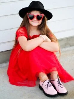 Red Heart Tulle Chiffon Special Occasion Girls Tutu Dress -Sydney So Sweet HarlowRedHeartsDress3