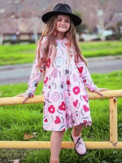 Sip Of Love Donut Hearts Pink Girls Skater Dress -Sydney So Sweet HarlowSipOfLoveDress