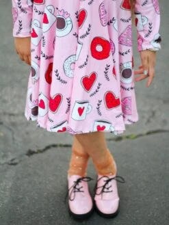 Sip Of Love Donut Hearts Pink Girls Skater Dress -Sydney So Sweet HarlowSipOfLoveDress4