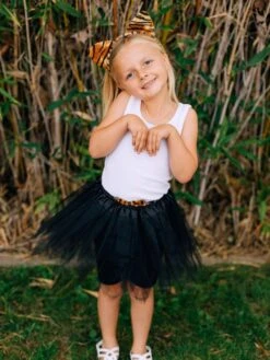 Tiger Costume - Complete Kids Costume Set With Black Tutu, Tail, & Ears