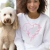Heart Dog Line Drawing Dog Mom Valentine's Day Long Sleeve Graphic Sweatshirt
