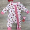 Heart Sucker For You Girls Baby Zip Up Pink Trim Romper 1 Heart Sucker For You Girls Baby Zip Up Pink Trim Romper -Sydney So Sweet HeartSuckerforYouGirlsBabyZipUpPinkTrimRomper