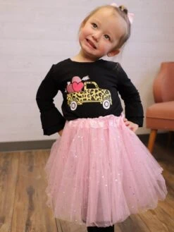 Pink Sequin Heart Tutu Skirt Costume For Toddler, Girls, Women, Plus