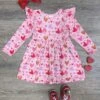 Hearts Aflutter Ruffle Trim Girls Long Sleeve Heart Dress