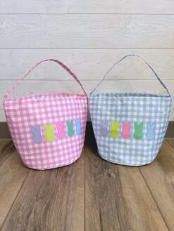 Here For The Peeps Pastel Plaid Easter Basket