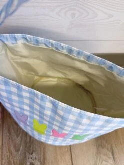 Here For The Peeps Pastel Plaid Easter Basket -Sydney So Sweet HereforthePeepsPastelPlaidEasterBasketInsideBlue