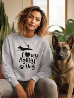 I Love My Agility Dog Cotton Women's Long Sleeve Graphic Sweatshirt