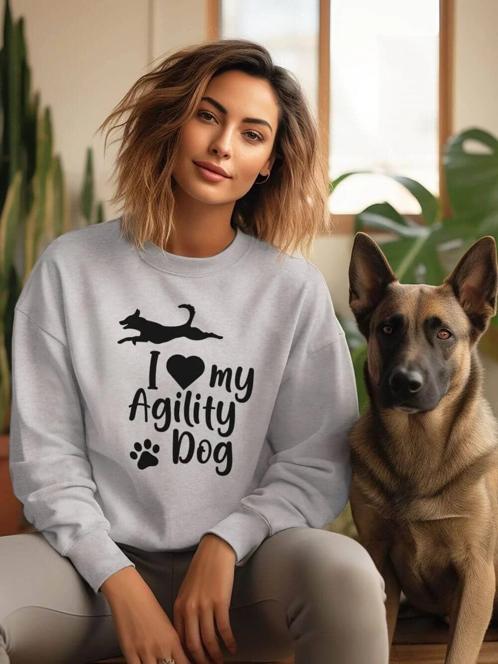 I Love My Agility Dog Cotton Women's Long Sleeve Graphic Sweatshirt 3 I Love My Agility Dog Cotton Women's Long Sleeve Graphic Sweatshirt