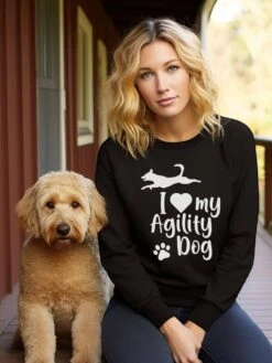 I Love My Agility Dog Cotton Women's Long Sleeve Graphic Sweatshirt 11 I Love My Agility Dog Cotton Women's Long Sleeve Graphic Sweatshirt -Sydney So Sweet ILoveMyAgilityDogSweatshirtBlack