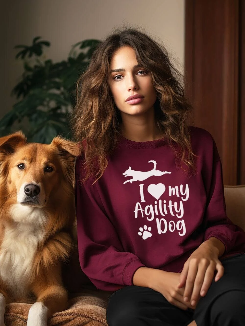 I Love My Agility Dog Cotton Women's Long Sleeve Graphic Sweatshirt 6 I Love My Agility Dog Cotton Women's Long Sleeve Graphic Sweatshirt - Image 4