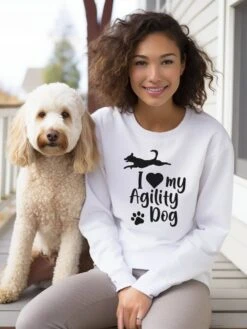 I Love My Agility Dog Cotton Women's Long Sleeve Graphic Sweatshirt 15 I Love My Agility Dog Cotton Women's Long Sleeve Graphic Sweatshirt -Sydney So Sweet ILoveMyAgilityDogSweatshirtWhite