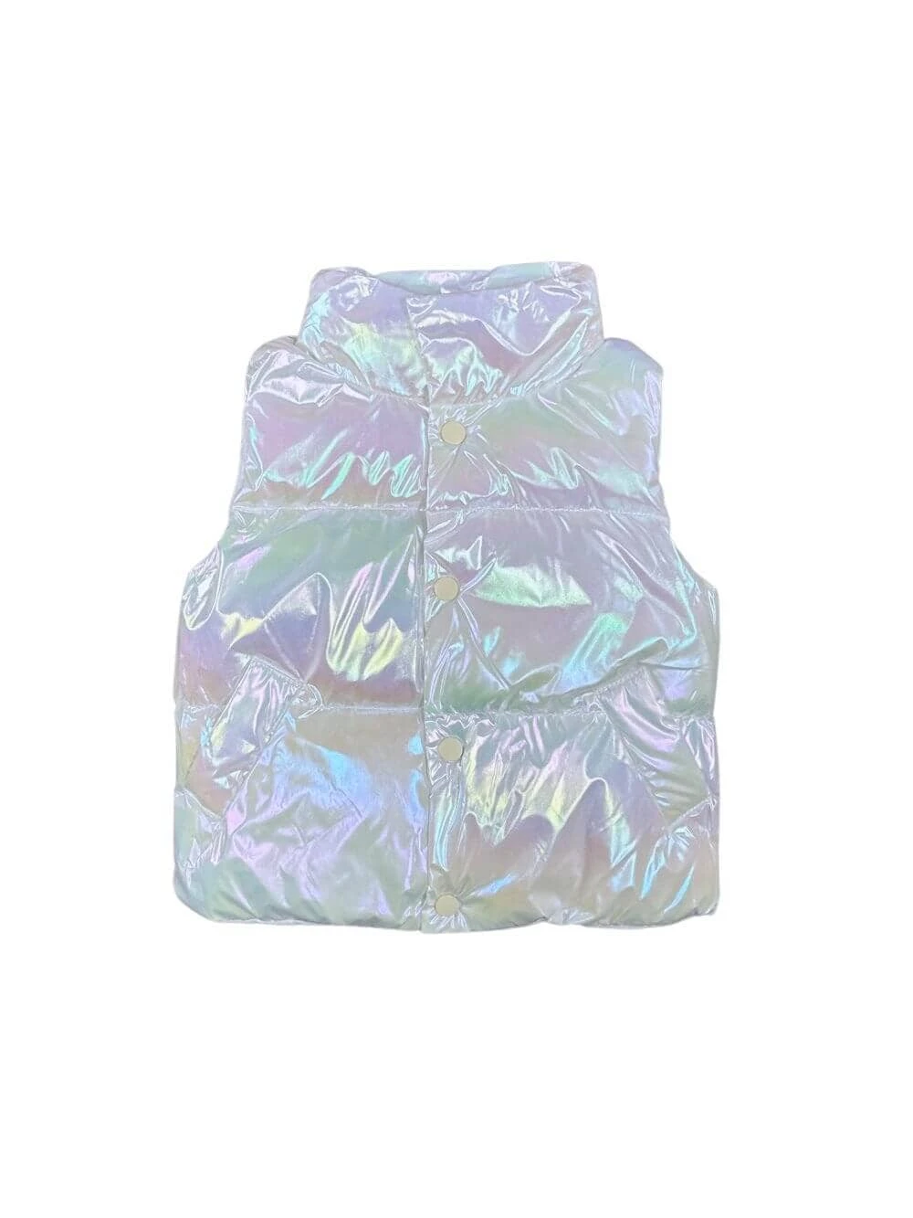 Girls Iridescent Puffer Vest - White 4 Girls Iridescent Puffer Vest - White - Image 2