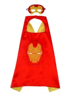 Red & Yellow Superhero Cape & Mask Costume Dress Up Cosplay Set - Kids & Adults