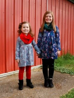 Peppermint Kisses Blue & Green Velvet Candy Cane Girls Scarf Outfit -Sydney So Sweet JustineScarfOutfits