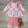 Kickin' Cowgirl Ruffle Trim Girls Top & Pants Outfit -Sydney So Sweet Kickin CowgirlRuffleTrimGirlsTop PantsOutfit