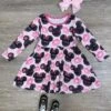 Kiss The Mouse Girls Pink & Black Long Sleeve Dress -Sydney So Sweet Kiss the Mouse Girls Pink Black Long Sleeve Dress