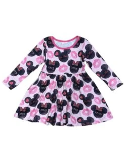 Kiss The Mouse Girls Pink & Black Long Sleeve Dress -Sydney So Sweet KisstheMouseGirlsPink BlackLongSleeveDressWhite