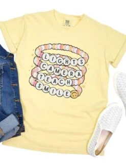 Lights Camera Teach Smile Teacher Comfort Colors Graphic T-Shirt -Sydney So Sweet LightsButter