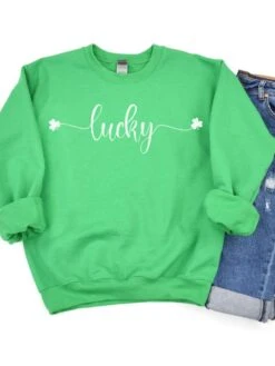 Lucky Shamrock St. Patrick's Day Unisex Heavy Blend™ Crewneck Sweatshirt - 8 Colors -Sydney So Sweet LuckyIrishGreen