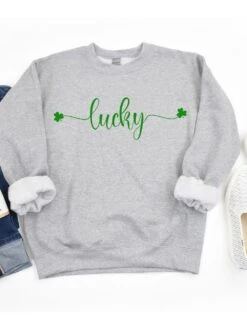 Lucky Shamrock St. Patrick's Day Unisex Heavy Blend™ Crewneck Sweatshirt - 8 Colors -Sydney So Sweet LuckySweatshirtSportGrey