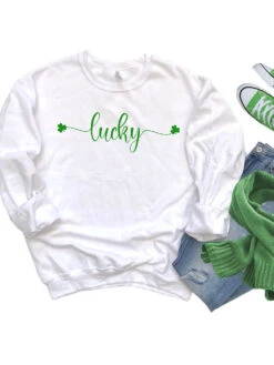 Lucky Shamrock St. Patrick's Day Unisex Heavy Blend™ Crewneck Sweatshirt - 8 Colors -Sydney So Sweet LuckyWhite
