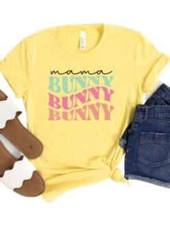 Mama Bunny Adult Short Sleeve T-Shirt For Spring & Easter -Sydney So Sweet MamaBunnyYellow