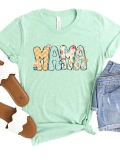 Floral Mama Graphic T-Shirt -Sydney So Sweet Mama Floral Heather Prism Mint