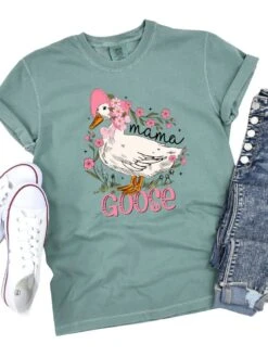 Mama Goose Comfort Colors Graphic Mom T-Shirt 14 Mama Goose Comfort Colors Graphic Mom T-Shirt -Sydney So Sweet Mama Goose Light Green