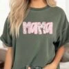 Preppy Pink Floral Mama Comfort Colors Mom Graphic T-Shirt -Sydney So Sweet Mama Pink Moss2