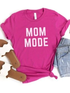 Mom Mode White T-Shirt Bella + Canvas Unisex Jersey Short Sleeve Tee - Many Colors -Sydney So Sweet MomModeWhiteBerry